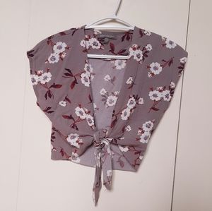 Don't Ask Why bow tie sleeveless purple crop top